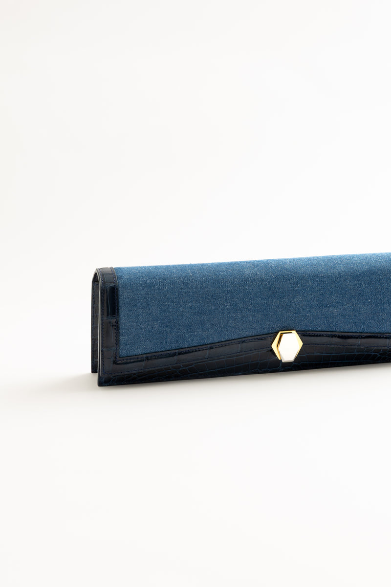 Le Frou Tres Extra Extra Long Clutch - Denim