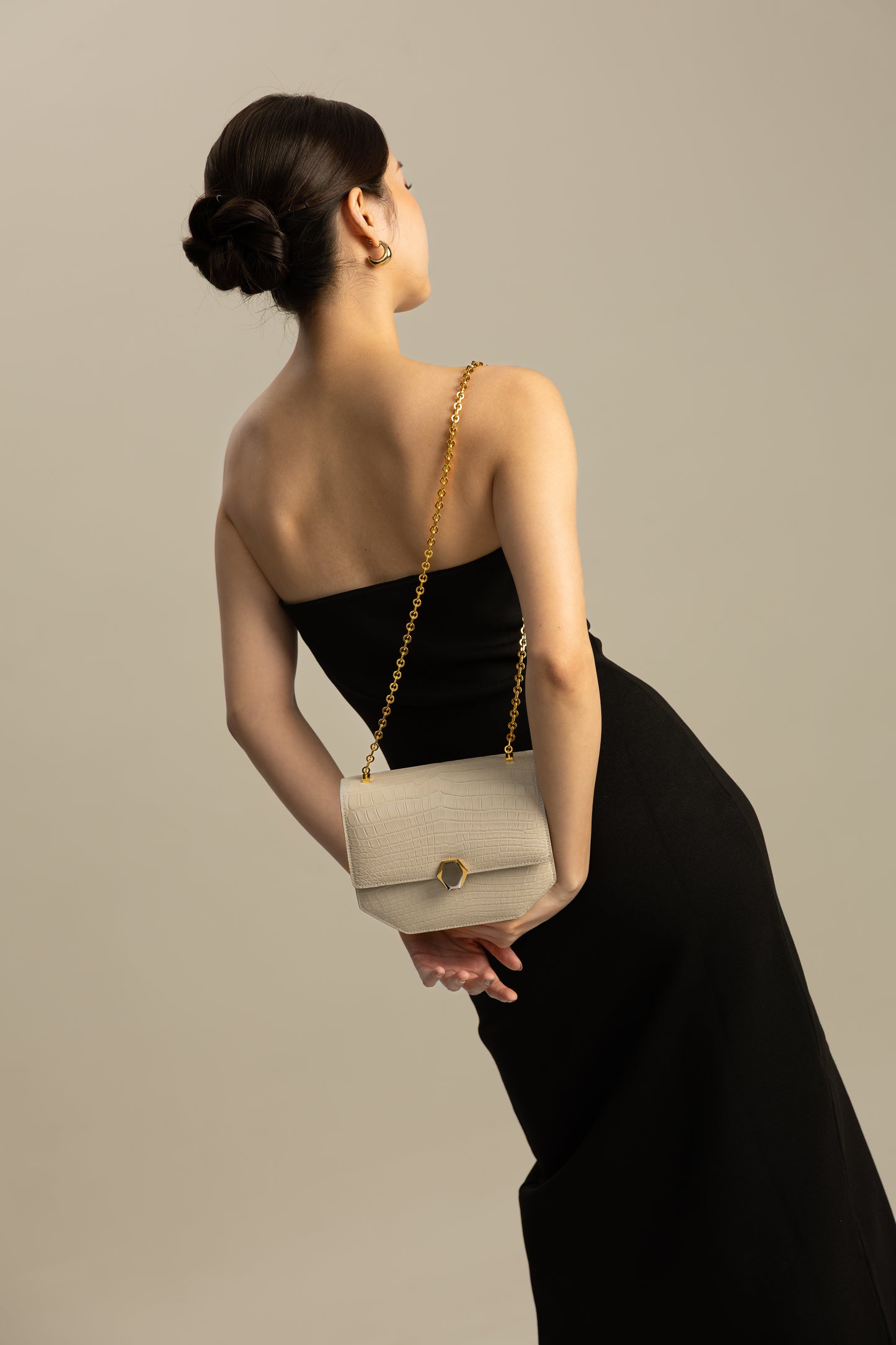 Le Frou Presse Shoulder Closed Bag - Crocodile